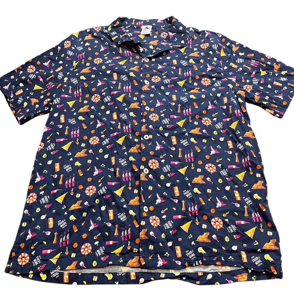 Disney Parks 2020 Food and Wine Festival Button up Shirt‎ Men's Size XL